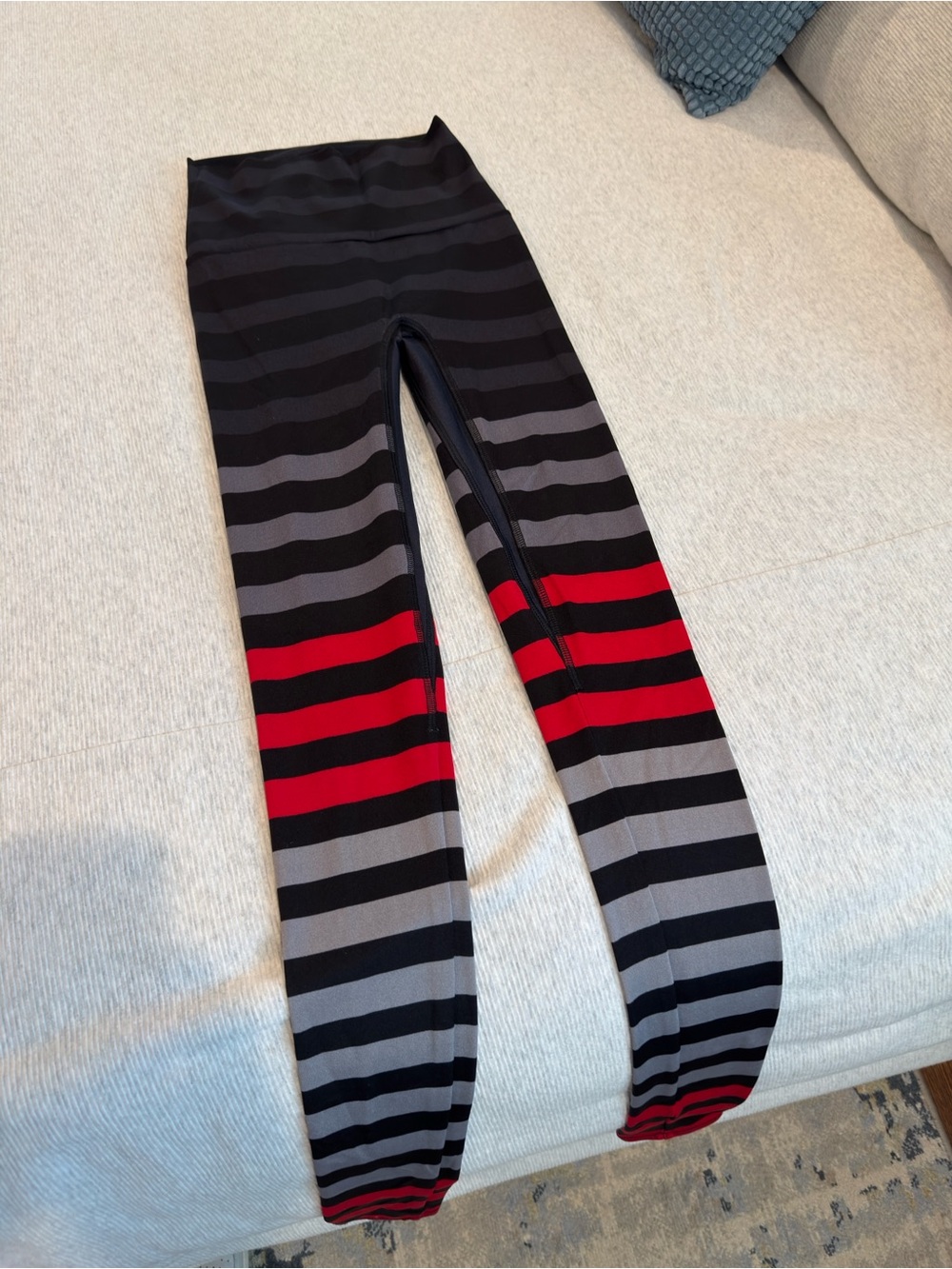K-Deer Women’s Red & Gray Striped Stretch Leggings
